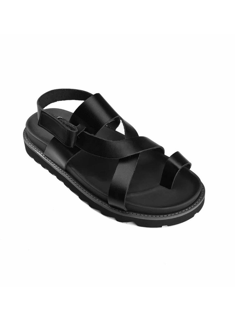 HIGH LINE STORE Unisex Comfortable Sandals X with Lightweight EVA Sole and Durable Leather Straps in a Modern and Stylish Design - Perfect for Daily Wear and Outings - Black Color - Image 5